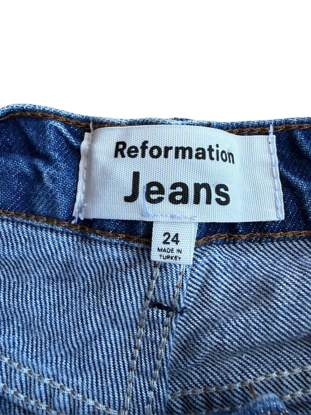 Reformation Cynthia High Rise Straight Jeans Sz 24 Blue Button No stretch Pants - Picture 4 of 15